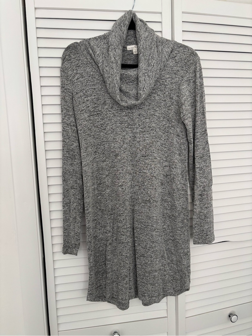 nine britton Gray Marled Cowl Neck Long Sleeve Dress